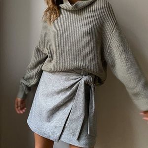 Aritzia New Wrap Front Gray Mini Skirt